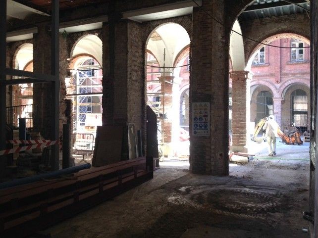 Detalle de los trabajos en el interior de lo que será el futuro museo del Obispado.