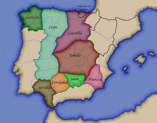 Los límites del Reino de León en el siglo XIV coincide sorprendentemente, junto con sus reinos dependientes Galicia y Sevilla, con el mapa del estudio genético. Autor: Ricardo Chao