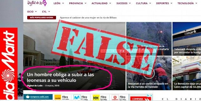 Noticia falsa de un supuesto medio digital de León convirtiendo un bulo en su noticia principal.