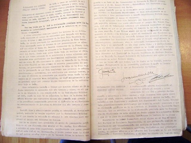 La declaración ante el juez militar el 13 de octubre de 1936 de Joaquín Heredia Guerra.