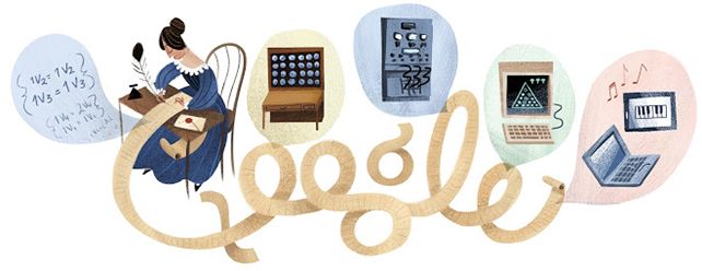 Doodle de Ada Lovelace, la primera programadora de la Historia, inventora del algoritmo.