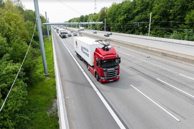 Pruebas del sistema de autopista electrificada para camiones de Siemens. Foto: Siemens Mobility.