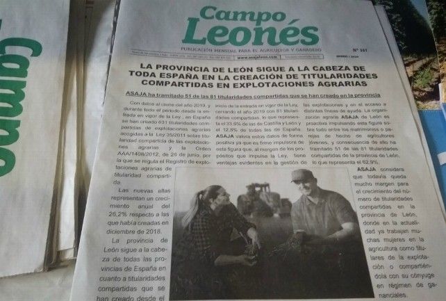 Asaja se ha hecho eco del liderazgo de la provincia en la estadística en su publicación Campo Leonés. 