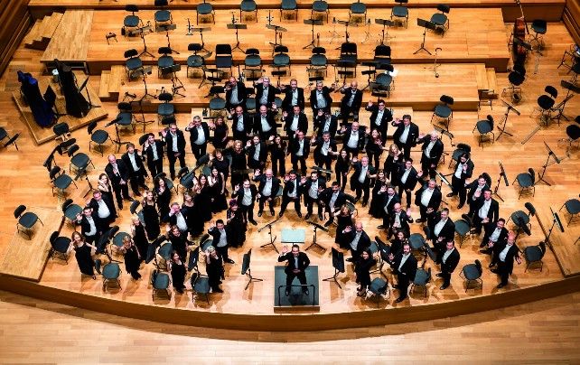 La formación de la Orquesta Sinfónica de Castilla y León.