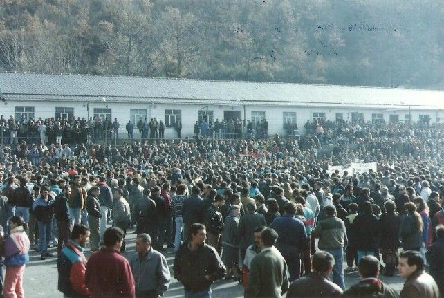 Movilización en Laciana ante la quiebra de la Minero Siderúrgica de Ponferrada en 1992. 